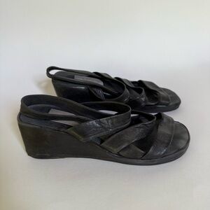 Vintage Leather Wedge Sandals